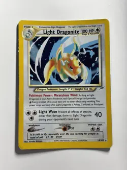 Pokemon Card Light Dragonite 14/105 Neo Destiny Holo Rare WOTC Vintage MP/HP - Image 1