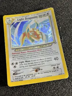 Pokemon Card Light Dragonite 14/105 Neo Destiny Holo Rare WOTC Vintage MP/HP - Image 4