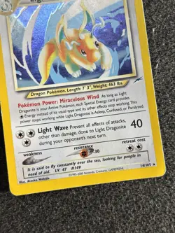 Pokemon Card Light Dragonite 14/105 Neo Destiny Holo Rare WOTC Vintage MP/HP - Image 5