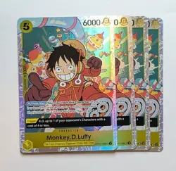 4 x Monkey.D.Luffy OP07-109 Prb02 Holo Foil One Piece TCG Card Game Playset NM - Image 1