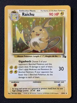 1999 Pokemon Fossil WotC 14/62 Raichu Holo - Image 1
