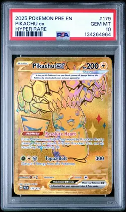 2025 POKEMON PRE EN-PRISMATIC EVOLUTIONS HYPER RARE #179 PIKACHU EX PSA 10 - Image 1