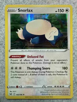 Snorlax 143/196- Pokemon TCG Lost Origin - Rare Holo - NM/E - Image 2