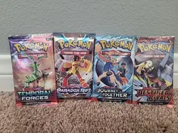 Scarlet & Violet Pokemon TCG Booster Lot 4 Factory Sealed Packs - Image 1