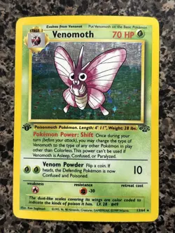 Venomoth 13/64 Jungle Holo 1st Edition Pokemon WoTC - Image 1