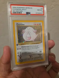 1999 Pokemon German Chaneira Holo 1st Edition PSA 8 - Image 2