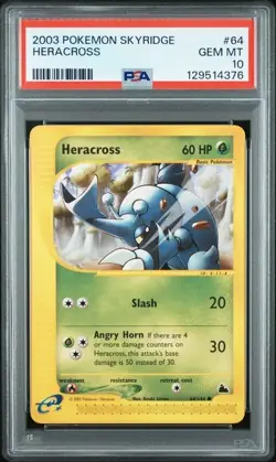 PSA 10 HERACROSS 64 SKYRIDGE POKEMON GEM MINT - Image 1