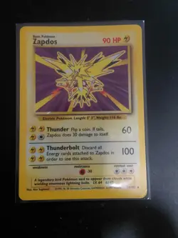 Vintage Pokemon - Base Set - Zapdos - 16/102 Holo Rare - Moderate Play - Image 1