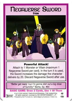 Sailor Moon CCG Premier Edition Item: Negaverse Sword Trading Card - Image 1