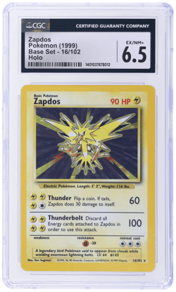 1999 Pokemon Base Set Zapdos Holo #16 CGC 6.5 - Image 1