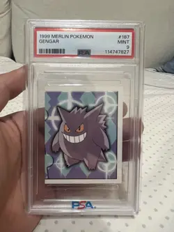 1999 Merlin Pokemon Sticker Psa 9 Gengar - Image 1