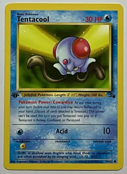 Tentacool 56/62 (LP) 1st Edition Common Fossil Set 1996 WOTC Pokemon Card - Image 1