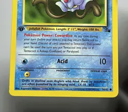 Tentacool 56/62 (LP) 1st Edition Common Fossil Set 1996 WOTC Pokemon Card - Image 4