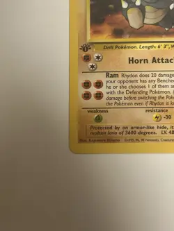 Pokemon Card Jungle 1st Edition Rhydon 45/64 - Image 3