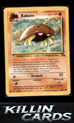 Kabuto 50/62 Pokemon Common Fossil Card LP - Image 1