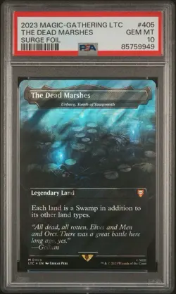 2023 MTG TALES OF MIDDLE-EARTH COMMANDER SURGE FOIL #405 THE DEAD MARSHES PSA 10 - Image 1