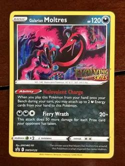 Pokemon Evolving Skies Promo Galarian Moltres SWSH125 Prerelease - Image 1