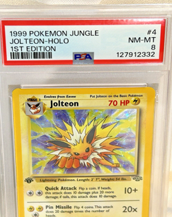 1999 Pokemon Jungle Jolteon Holo 1st Edition PSA 8 - Image 2