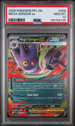 2025 POKEMON PFL EN-PHANTASMAL FLAMES #056 MEGA GENGAR EX PSA 10 - Image 1