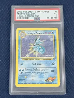 Pokemon Misty's Seadra 9/132 Holo Prerelease 2000 Gym Heroes PSA 7 Near Mint - Image 1