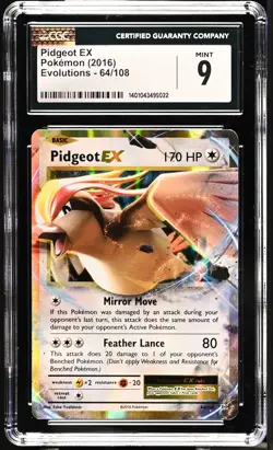 Pokemon Pidgeot EX 64/108 Evolutions 2016 CGC 9 Mint - Image 1