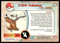Topps Pokemon Cubone #104 TV Animation Edition Non Holo Blue Logo 2000 NM - Image 2