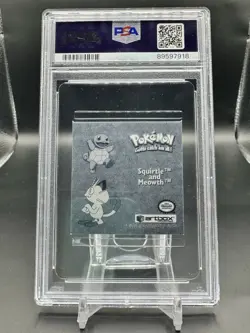 1999 Squirtle & Meowth Pokemon Sticker #PR08 Series 1 Bonus Prism Rare PSA 9 - Image 2