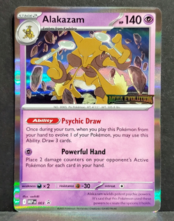 Pokemon ALAKAZAM MEP 003 Black Star Mega Evolution PreRelease Promo - Image 1