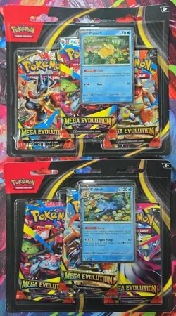 Pokemon - Mega Evolution 3 Pack Blisters (Golduck and Psyduck) Set of 2 SEALED - Image 1