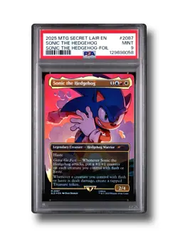 2025 MTG SECRET LAIR FRIENDS &FOES BORDERLESS FOIL 2087 SONIC THE HEDGEHOG PSA 9 - Image 1