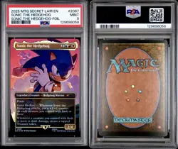 2025 MTG SECRET LAIR FRIENDS &FOES BORDERLESS FOIL 2087 SONIC THE HEDGEHOG PSA 9 - Image 3
