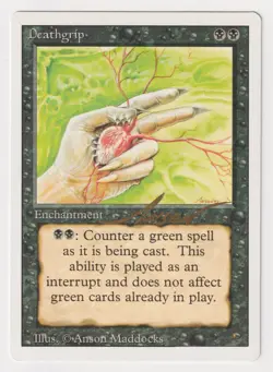 Gold Signed Deathgrip LP Revised Edition Artist Anson Maddocks 1994 MTG Magic! - Image 1