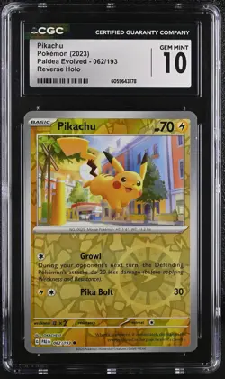 PIKACHU Paldea Evolved Reverse Holo #062 CGC 10 Pokemon [Nostalgium] - Image 1