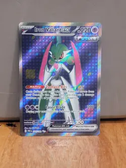 Pokemon Iron Valiant EX TCG Full Art Holo Ultra Rare Card 225/182 Paradox Rift - Image 1