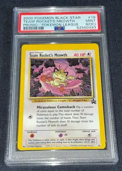 Pokemon Card - PSA 9(OC) Error Team Rocket's Meowth - Black Star Promo #18 - Image 1