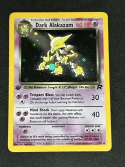 Dark Alakazam HOLO 1st Edition 1/82 LP Vintage WOTC Pokemon Card Team Rocket Set - Image 1