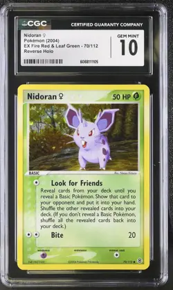 CGC 10 Nidoran EX Fire Red & Leaf Green 70/112 Reverse Holo Pokemon Card - Image 1