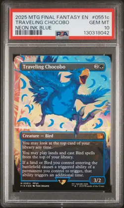 2025 MTG FINAL FANTASY COLORFUL CHOCOBOS-NEON INK BLUE TRAVELING CHOCOBO PSA 10 - Image 1