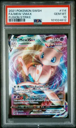 Mew VMAX Full Art Holo Fusion Strike Sword & Shield PSA 10 Pokemon card #114 - Image 1
