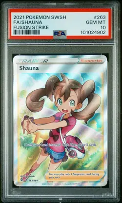 Shauna Full Art Holo Fusion Strike Sword & Shield PSA 10 Pokemon card #263 - Image 1