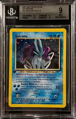 Suicune 1st Edition Neo Revelation Holo Foil BGS PSA 9 Pokemon Card 14 - Image 1