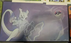 Pokemon Rare MewTwo Playmats From Christopher Rush Family Only US Artist 06/30 - Image 1