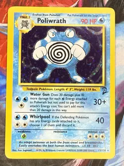 Pokemon TCG Poliwrath Base Set 2 15/130 Holo Unlimited Holo Rare Vintage - Image 1