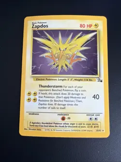 Zapdos Holo Rare Fossil Unlimited 15/62 Pokemon TCG WOTC Vintage - Image 1