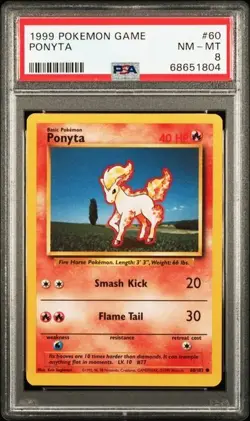 1999 POKEMON GAME #60 PONYTA PSA 8 - Image 1