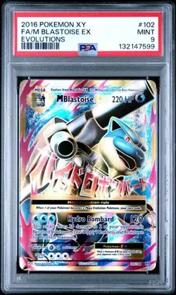 Pokemon M Blastoise EX Full Art 102/108 XY Evolutions #102 Mega MINT PSA 9 - Image 1
