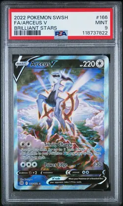 2022 POKEMON SWORD & SHIELD BRILLIANT STARS #166 FULL ART/ARCEUS V PSA 9 - Image 1