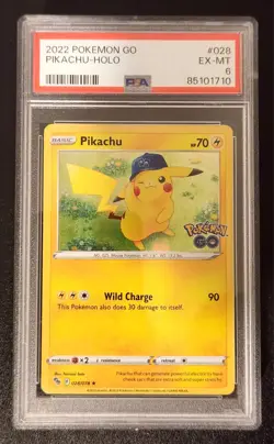 Holo Foil Pikachu (28) 028/078 Holo Rare Pokemon GO PSA 6 Graded Tcg Slab - Image 1