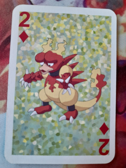Magmar 2 of Diamonds Pokemon 1999 Mini Green Deck Playing Cards 2.5x1.75in NM - Image 1