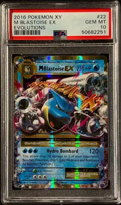 Mega M Blastoise EX FA Holo Evolutions Base Set PSA 10 Pokemon card #22 Mint - Image 1